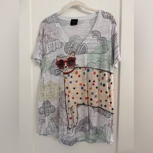 Inoah Graphic Cat T-Shirt with Cool Cat